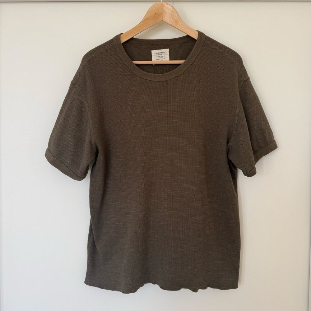 Buck Mason Slub Waffle Banded Tee in Olive - Size L